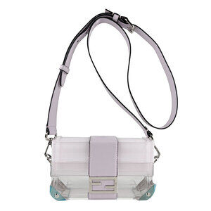 Fendi Baguette Trunk Shoulder Bag Lilac Leather Clear Plexiglas AHUA